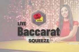 Baccarat Squeeze online game logo by Evolution on crownjewelzcasino.win