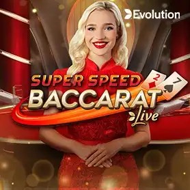 Super Speed Baccarat online game logo by Evolution on crownjewelzcasino.win